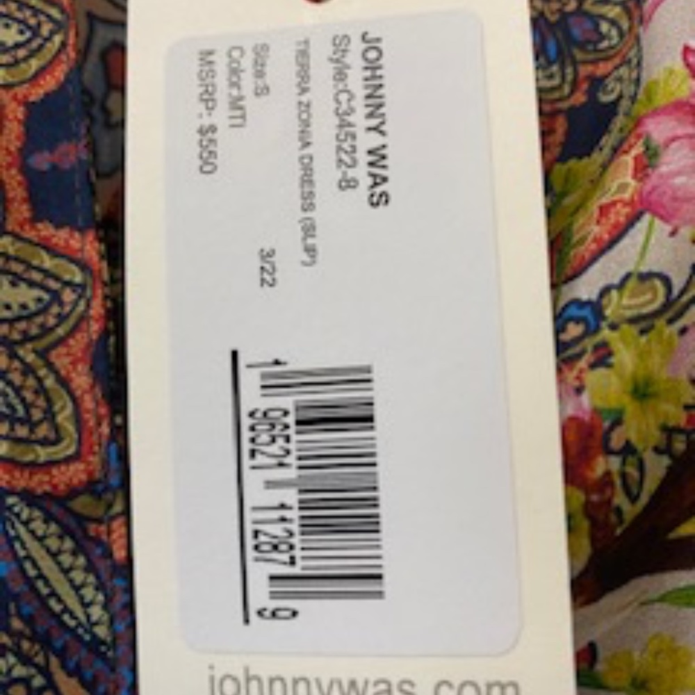 Johnny Was Dress NWT size small Stunning Silk